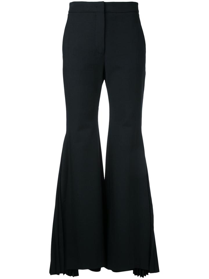 Sara Battaglia Pleated Flared Trousers - Black