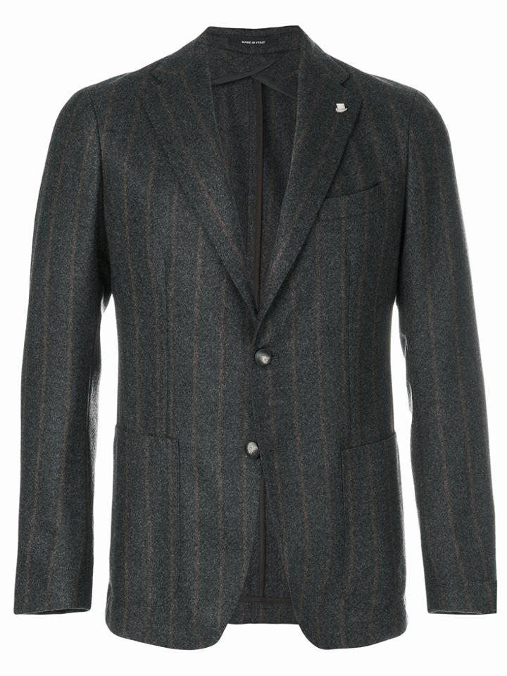 Tagliatore Woven Stripe Blazer - Grey