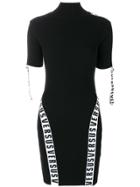 Versus High Collar Logo Dress - Black