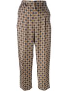 Incotex Geometric Print Trousers, Women's, Size: 44, Brown, Silk