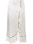 Ganni - Polka Dot Frilled Asymmetrical Skirt - Women - Viscose Crepe - 40, Nude/neutrals, Viscose Crepe