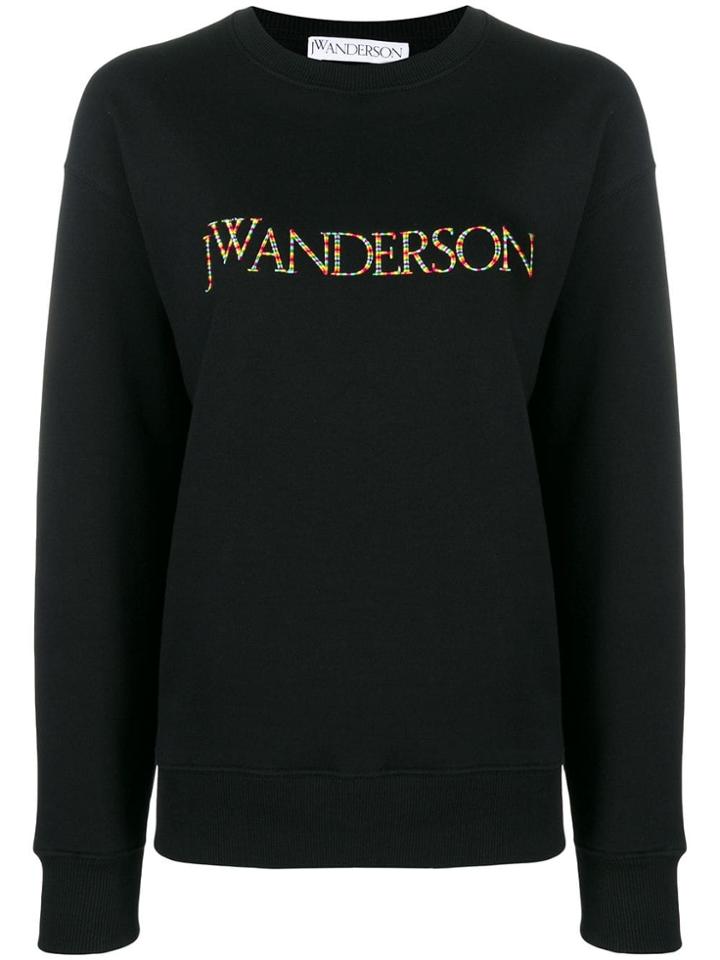 Jw Anderson Multicoloured Embroidered Logo Sweater - Black