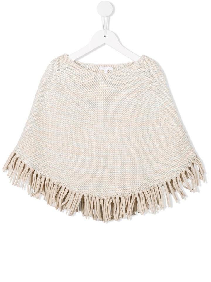 Chloé Kids Fringed Poncho, Girl's, Size: 12 Yrs, Nude/neutrals