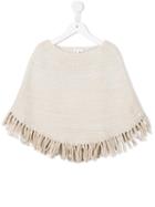 Chloé Kids Fringed Poncho, Girl's, Size: 12 Yrs, Nude/neutrals