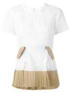 Sacai - Pleated T-shirt - Women - Polyester/cotton - Ii, White, Polyester/cotton
