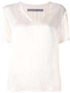 Raquel Allegra V-neck T-shirt, Women's, Size: 0, Nude/neutrals, Silk