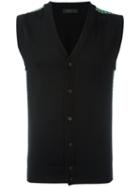 Prada Zig-zag Lateral Knitted Gilet, Men's, Size: 50, Black, Polyester/virgin Wool