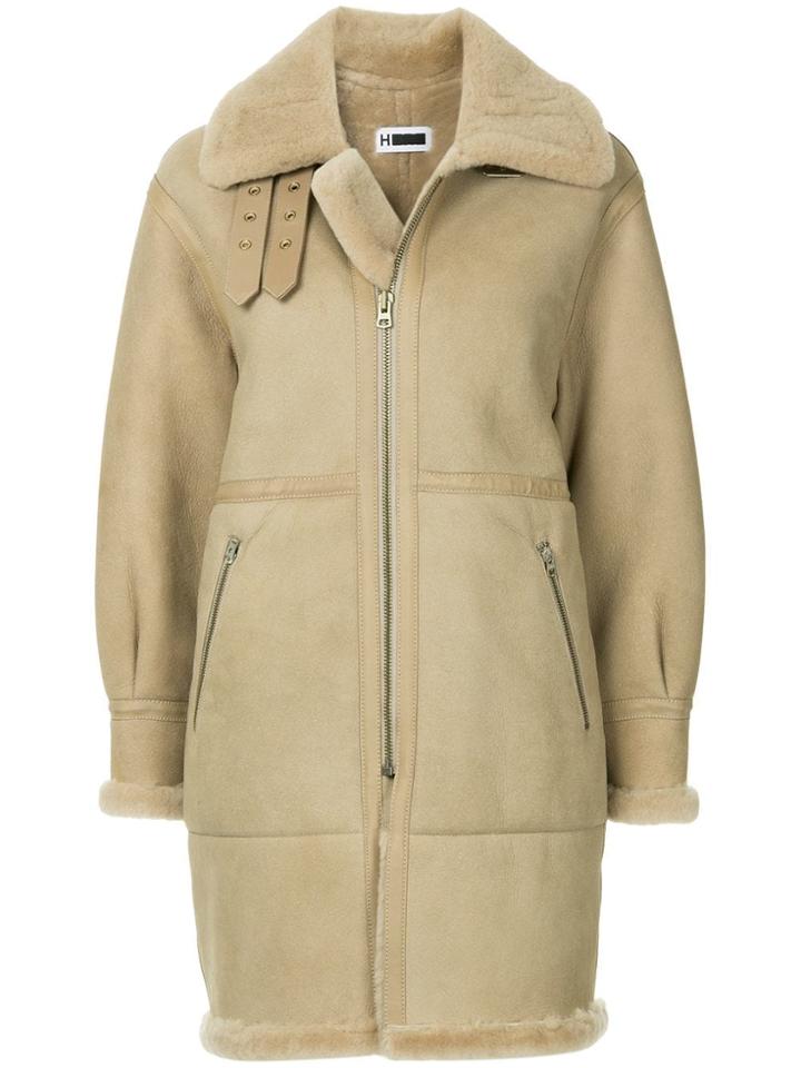 H Beauty & Youth Zipped Biker Coat - Brown