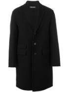 Neil Barrett Classic Single Breasted Coat, Men's, Size: 52, Black, Cotton/polyester/viscose/virgin Wool
