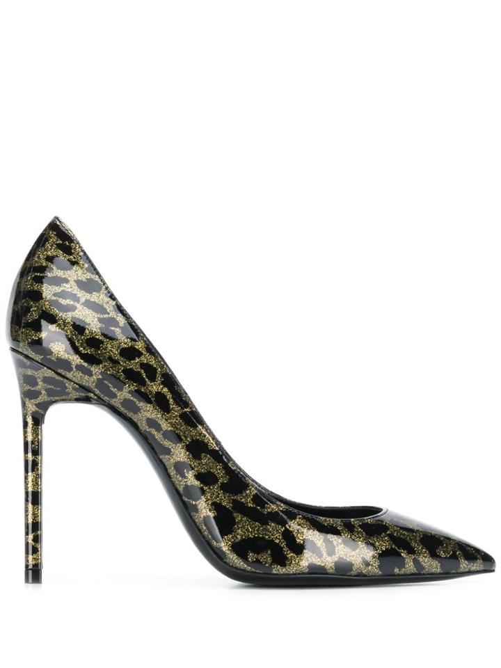 Saint Laurent Leopard Anja Pumps - Black