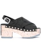 Mcq Alexander Mcqueen Metallic-studded Wedge Sandals - Black
