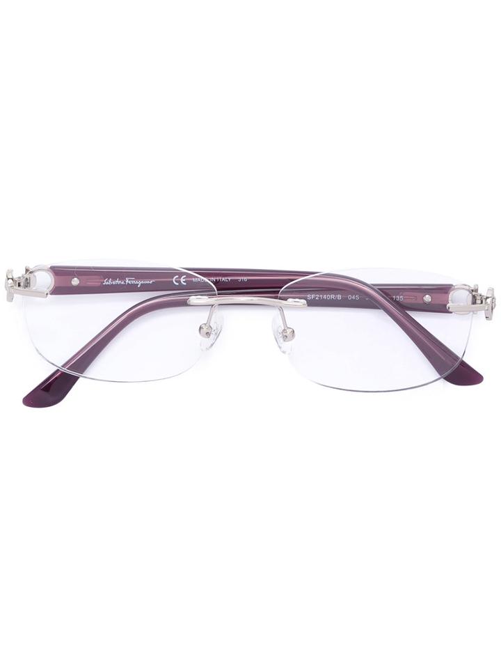 Salvatore Ferragamo Oval Frame Glasses, Pink/purple, Acetate/metal