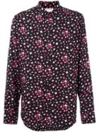 Saint Laurent Signature Yves Collar Printed Shirt, Men's, Size: 38, Black, Viscose
