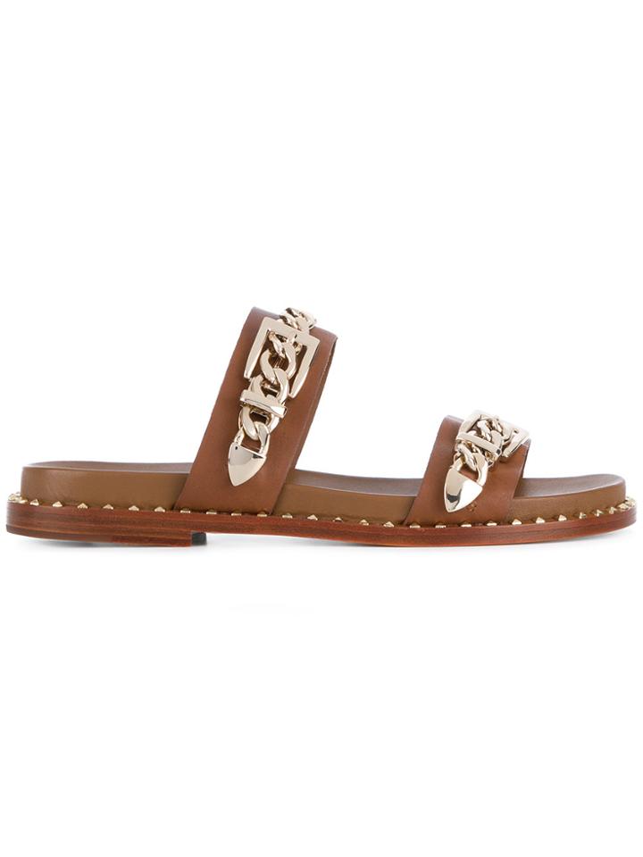 Ash Gold Chain Sandals - Brown