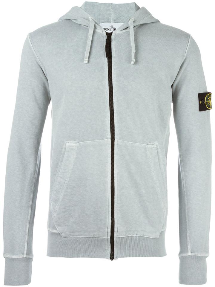 Stone Island Zip Hoodie, Men's, Size: Xxl, Grey, Cotton