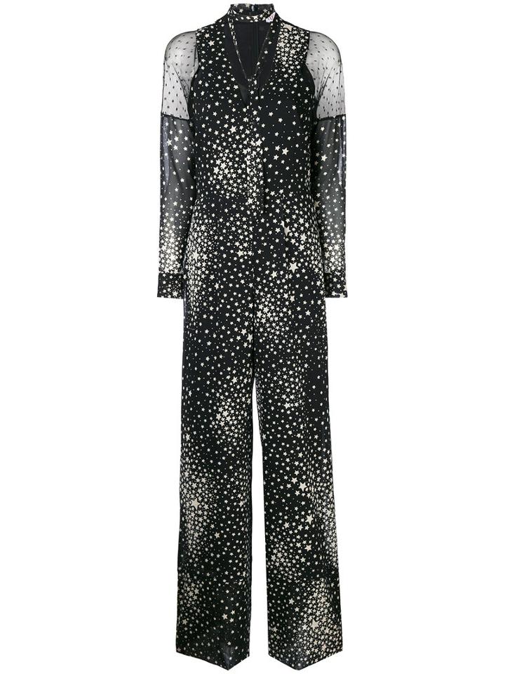 Red Valentino - Star Print Jumpsuit - Women - Polyester/silk/spandex/elastane/polyamide - 44, Black, Polyester/silk/spandex/elastane/polyamide