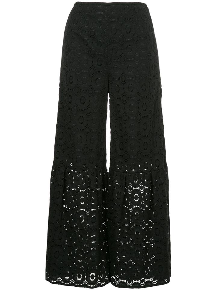 Cityshop Lace Cropped Palazzo Trousers - Black