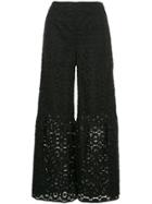 Cityshop Lace Cropped Palazzo Trousers - Black