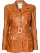 Chanel Vintage Fitted Buttoned Leather Jacket - Brown