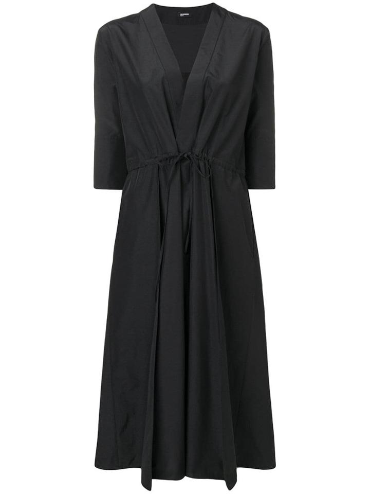 Jil Sander Navy Tied Waist Midi Dress - Blue