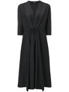 Jil Sander Navy Tied Waist Midi Dress - Blue