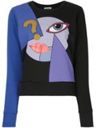 Yazbukey Graphic Face Print Sweatshirt - Blue