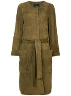 Theory Belted Large Pocketed Coat - Green