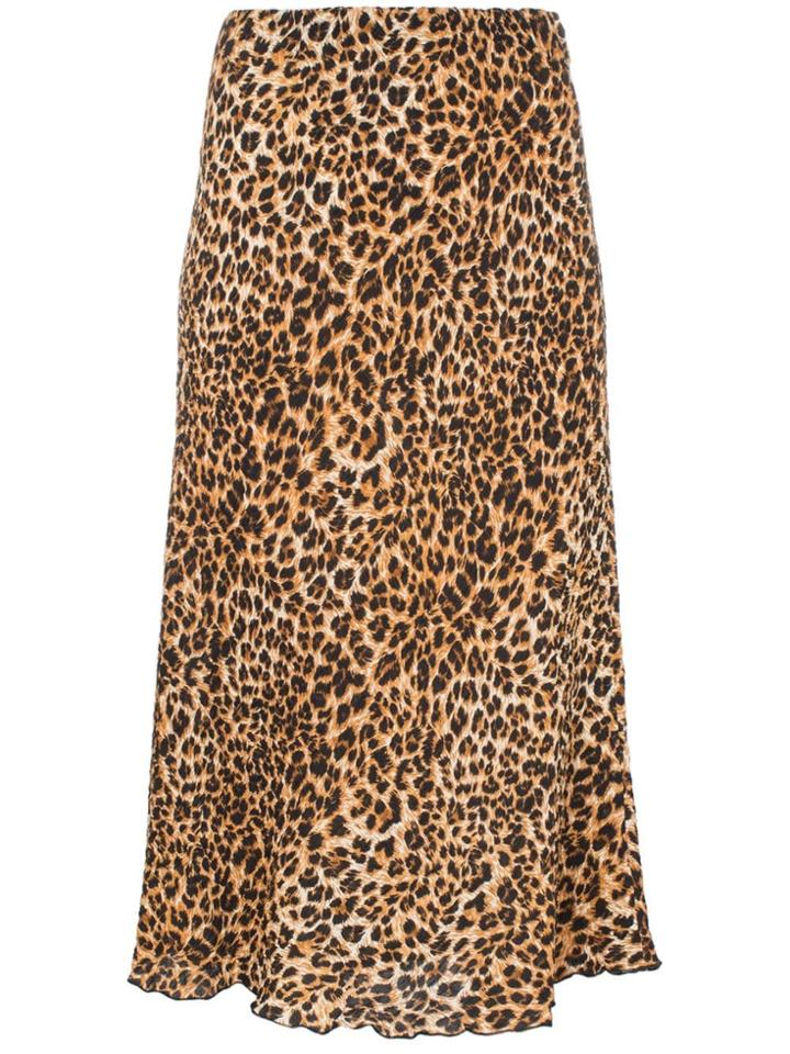Nanushka Zarina Leopard Print Straight Midi Skirt - Brown