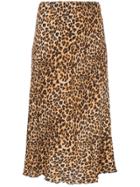 Nanushka Zarina Leopard Print Straight Midi Skirt - Brown