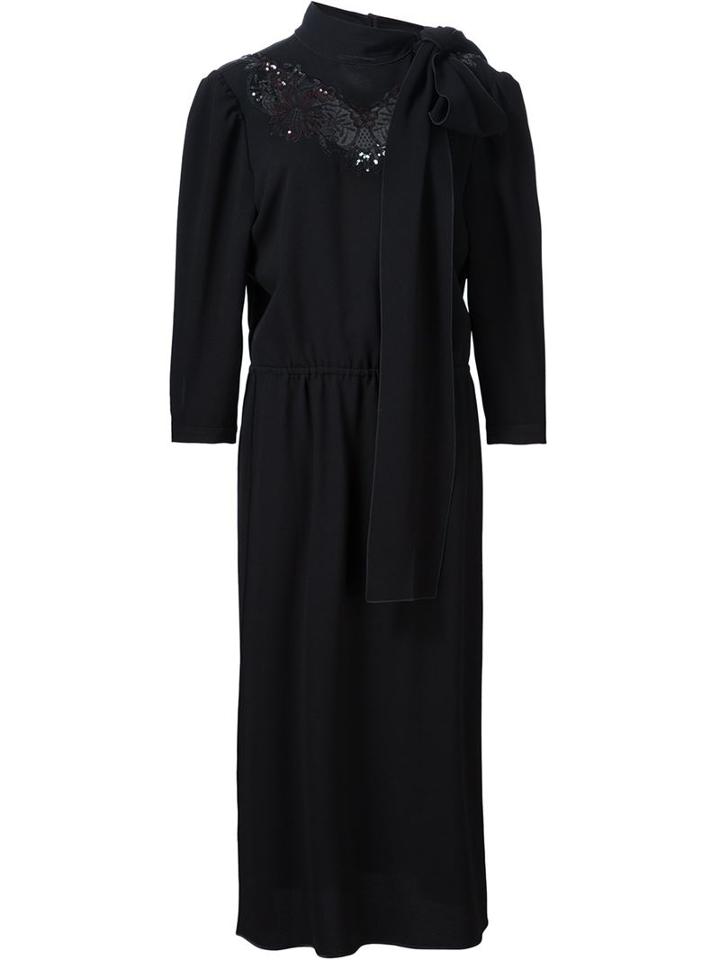 Marc Jacobs Embellished Neck Dress, Women's, Size: 8, Black, Silk/triacetate/polyester