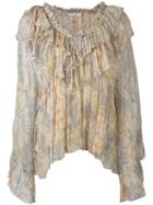 Mes Demoiselles - Palms Print Pleated Blouse - Women - Viscose - 38, Viscose