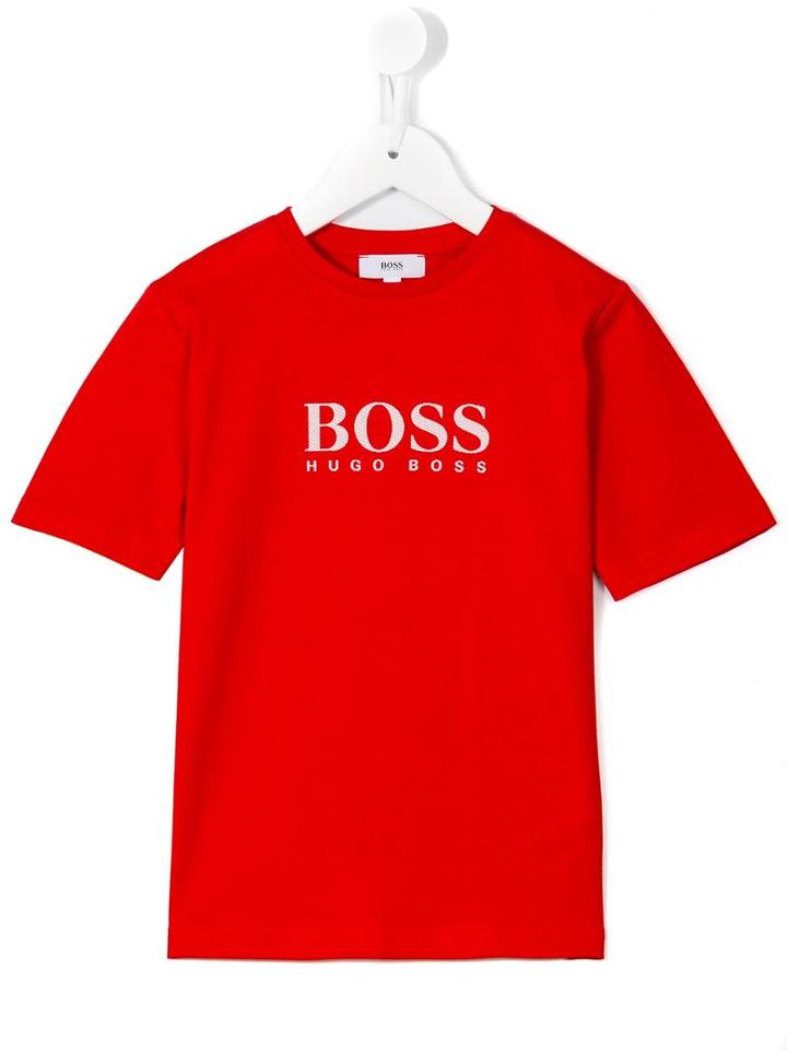 Boss Kids Logo Print T-shirt, Boy's, Size: 12 Yrs, Red