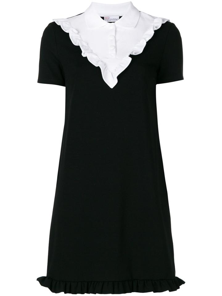 Red Valentino Frill Trim Shift Dress - Black