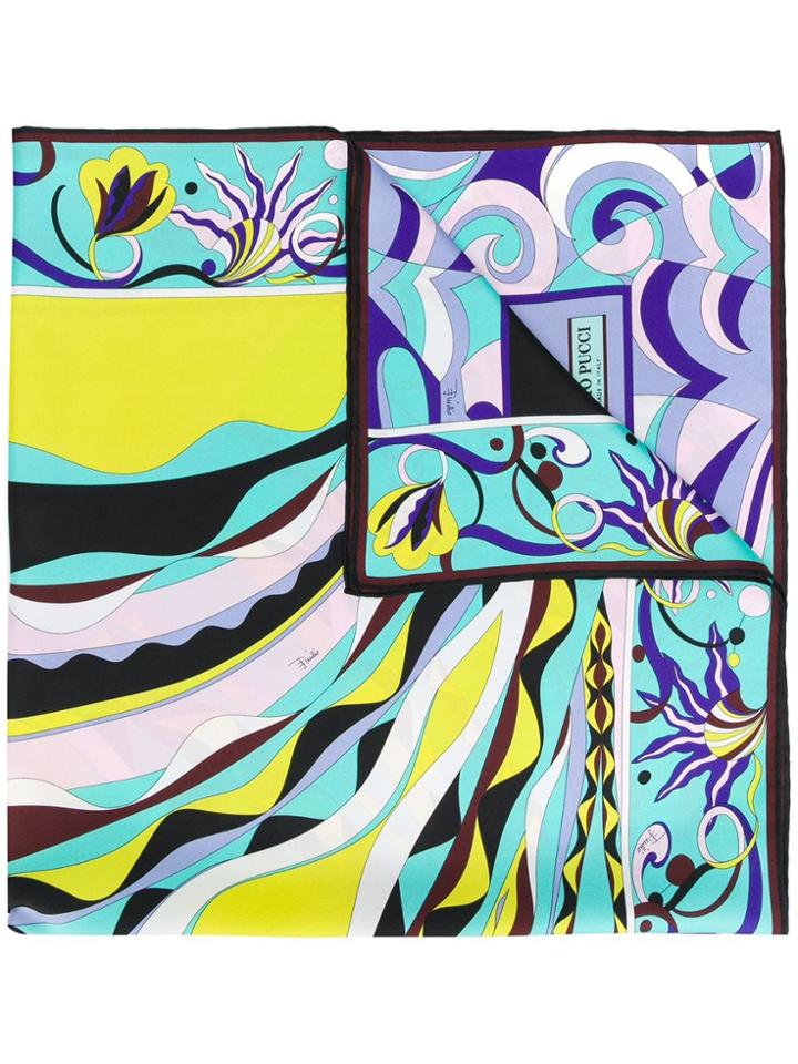Emilio Pucci Burle Print Silk-twill Square Scarf - Blue