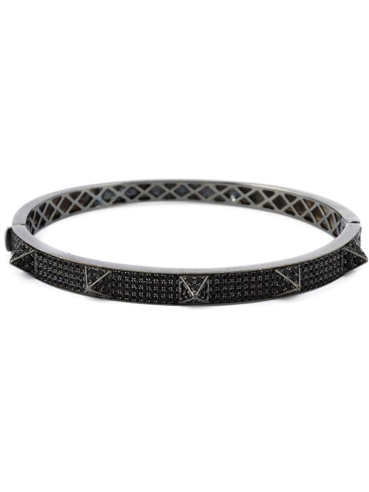 Monan 18kt Gold Pyramid Studded Bangle - Grey