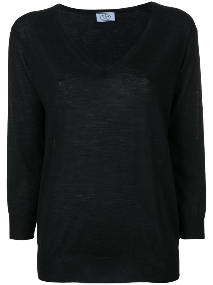 Prada V-neck Jumper - Black