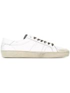 Saint Laurent Court Classic Surf Sneakers, Men's, Size: 44.5, White, Calf Leather/leather/rubber