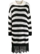 Twin-set Striped Sweater Dress - Black