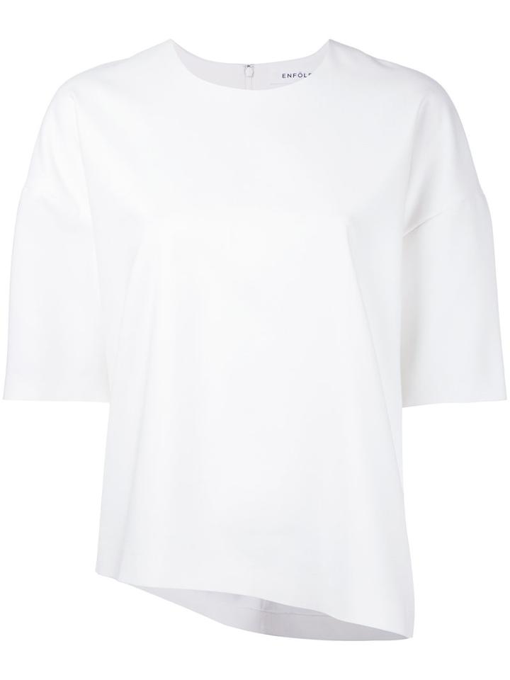 Enföld - Half Sleeve Asymmetric Top - Women - Polyester/polyurethane/rayon - 36, White, Polyester/polyurethane/rayon