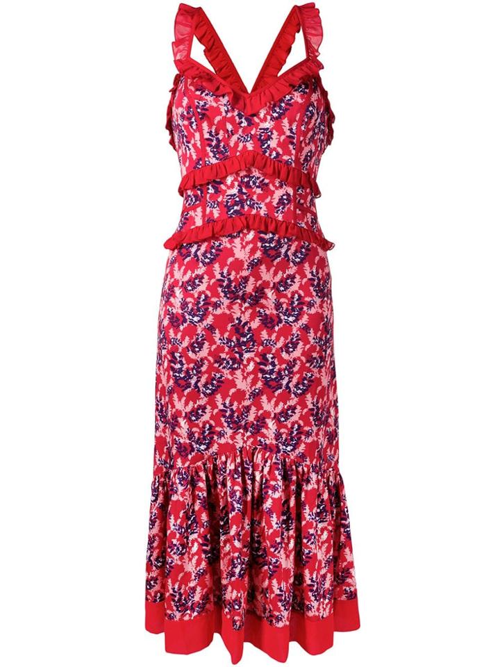 Three Floor Atomic Garden Ruffle Dress - Red