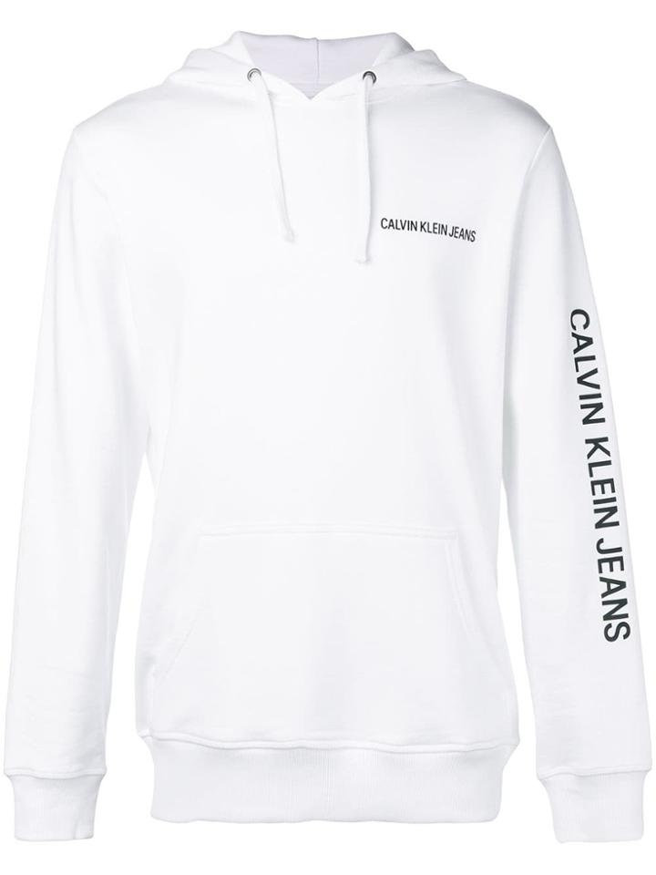 Calvin Klein Jeans Logo Printed Hoodie - White