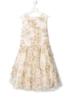 Lesy Floral Embroidered Dress - Gold