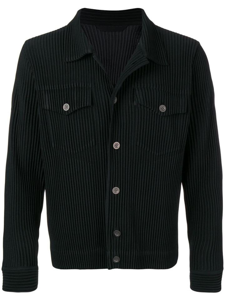 Homme Plissé Issey Miyake Button-up Denim Jacket - Black