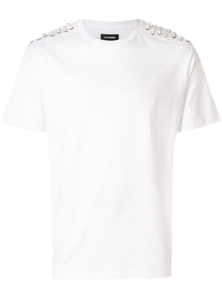 Les Hommes Lace-up Detail T-shirt - White