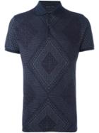 Etro Printed Polo Shirt, Men's, Size: Medium, Blue, Cotton