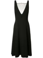 Haney Sheer Panel Flared Dress, Women's, Size: 8, Black, Silk/spandex/elastane