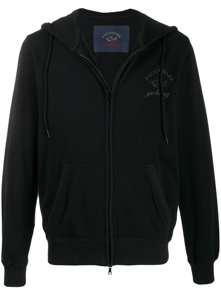 Paul & Shark Logo Print Hoodie - Black