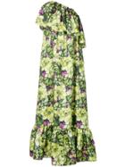 Msgm Floral Print One-shoulder Dress - Green