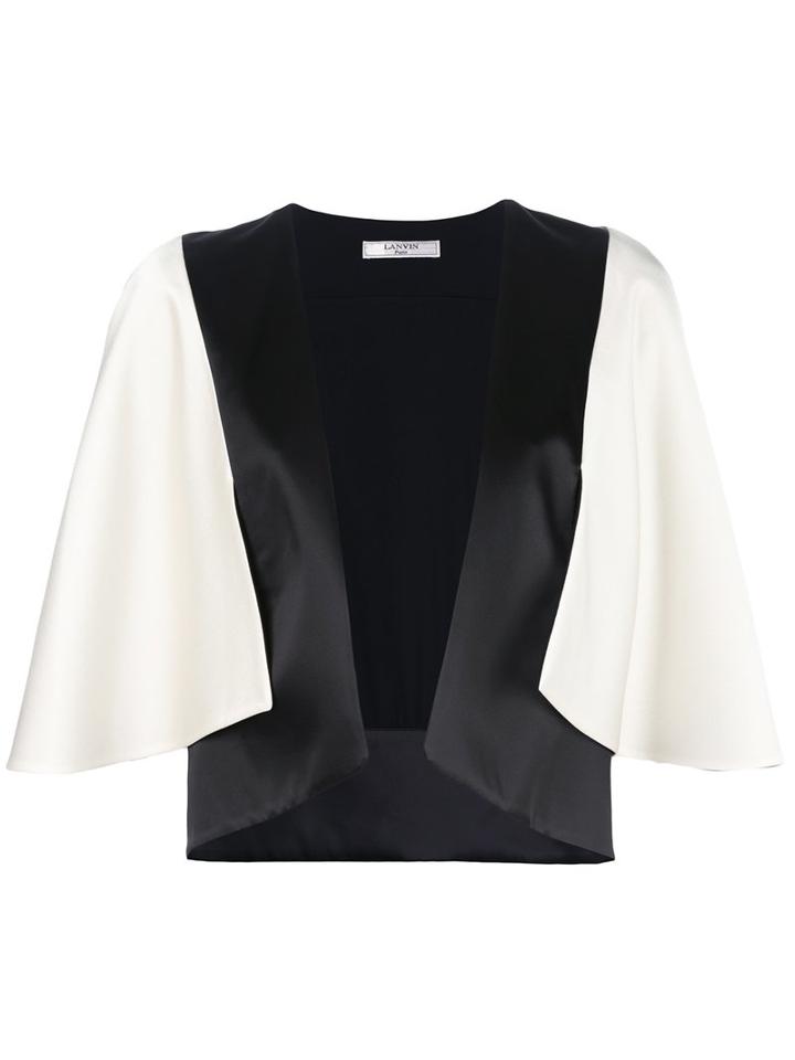 Lanvin Two-tone Cape Effect Jacket, Size: 38, White, Acetate/viscose/silk