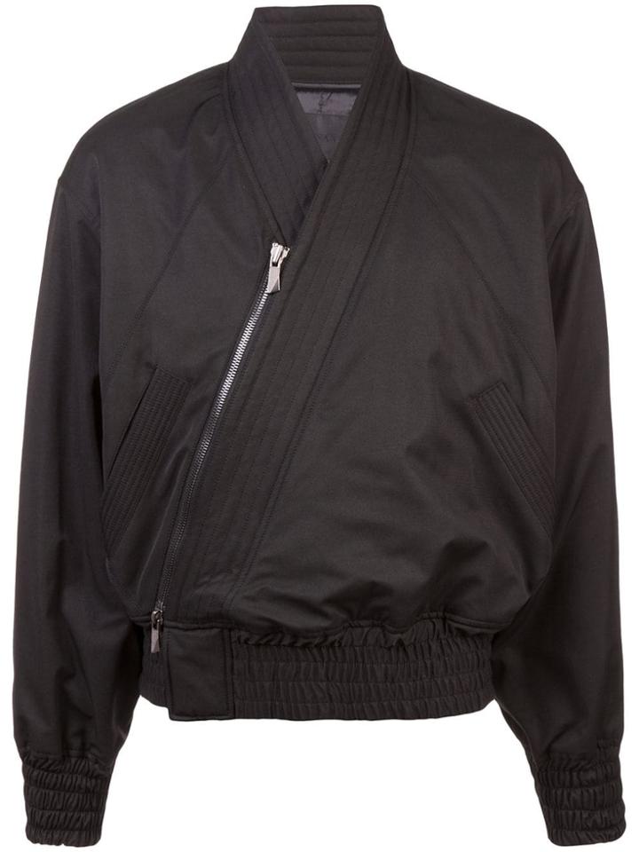 D.gnak Diagonal Zip Bomber Jacket - Black